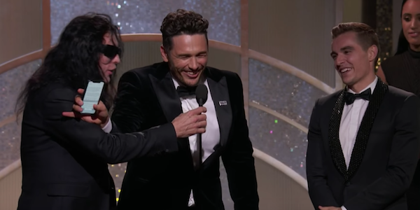 Tommy Wiseau and James Franco at the Golden Globes