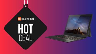 A product image of the Lenovo ThinkPad X1 3rd gen tablet on a colourful background with the text hot deal