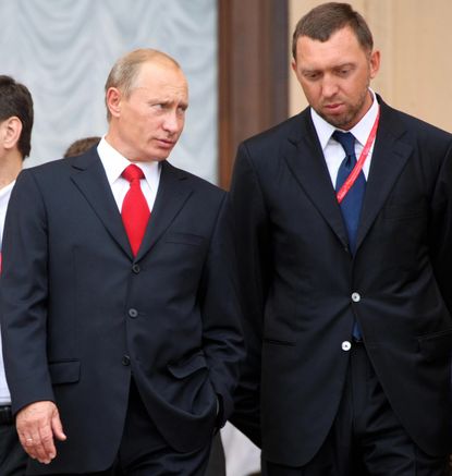 Russian President Vladimir Putin and Oleg Deripaska in 2008