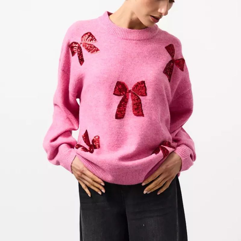 TU Clothing , Pink &amp;amp; Red Bow Sequin Embellished