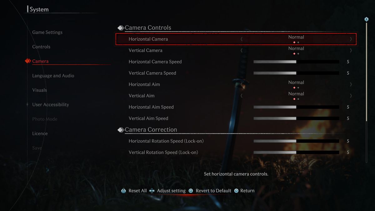 Accessibility menus in Rise of the Ronin