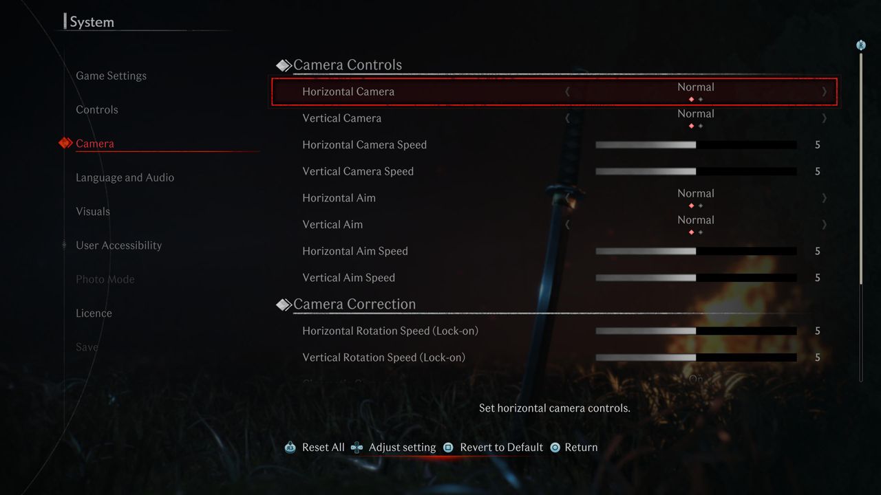 Accessibility menus in Rise of the Ronin