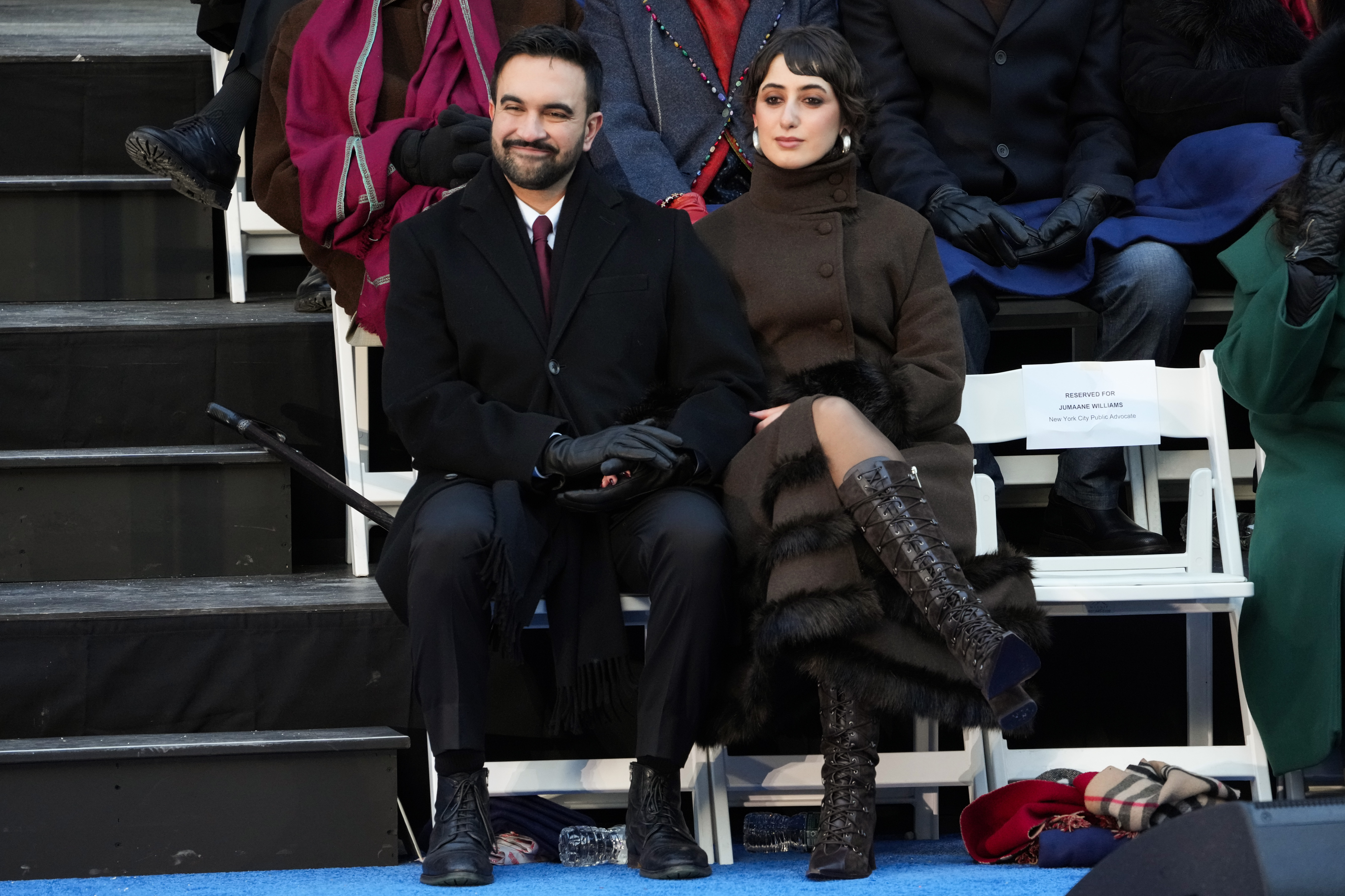 Zohran Mamdani and Rama Duwaji at the New York City inauguration ceremony