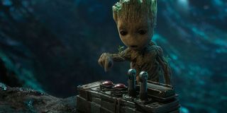 Baby Groot don't press this button guardians of the galaxy vol 2