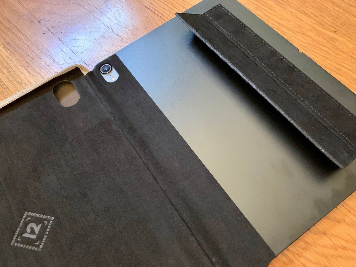 The typing angle flap on the back of the BookBook Vol 2 for iPad Pro