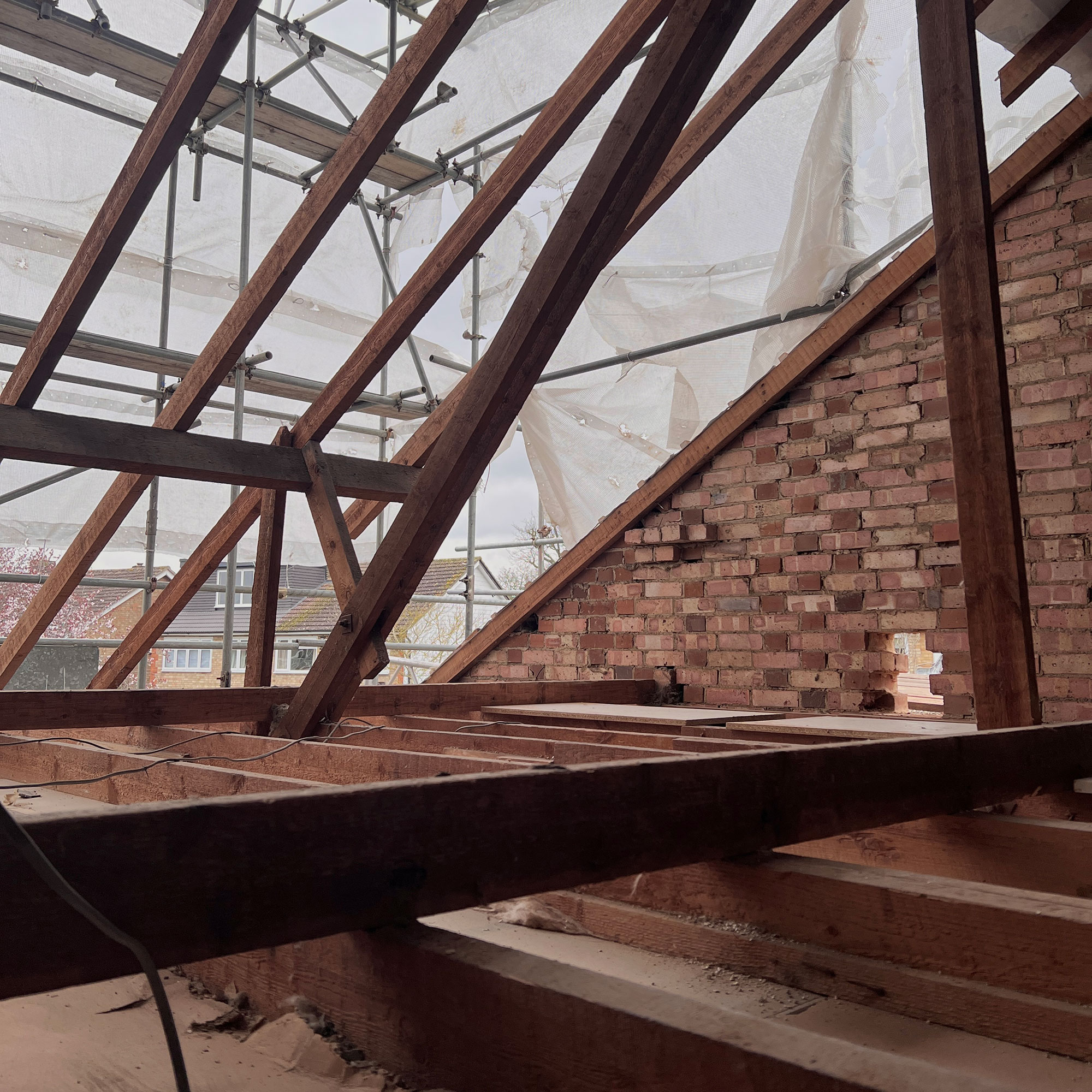 Loft conversion halfway through being built