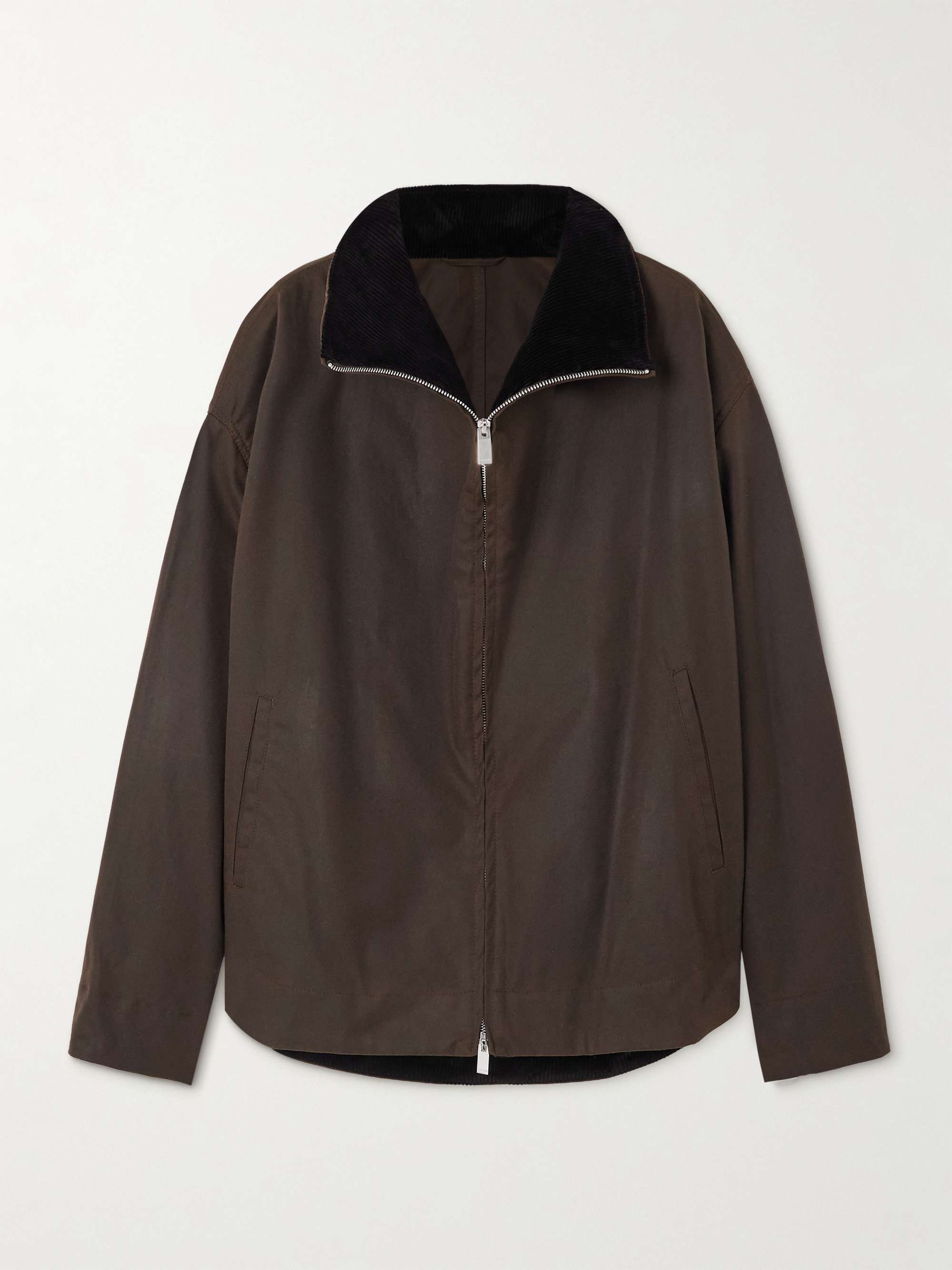 Corduroy-Trimmed Waxed Organic Cotton Jacket
