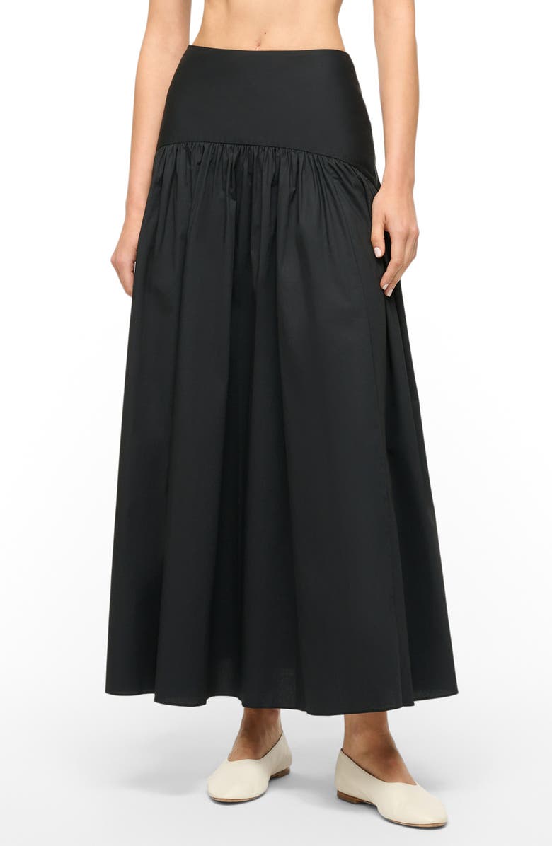 Procida Asymmetric Gathered Stretch Cotton A-Line Skirt