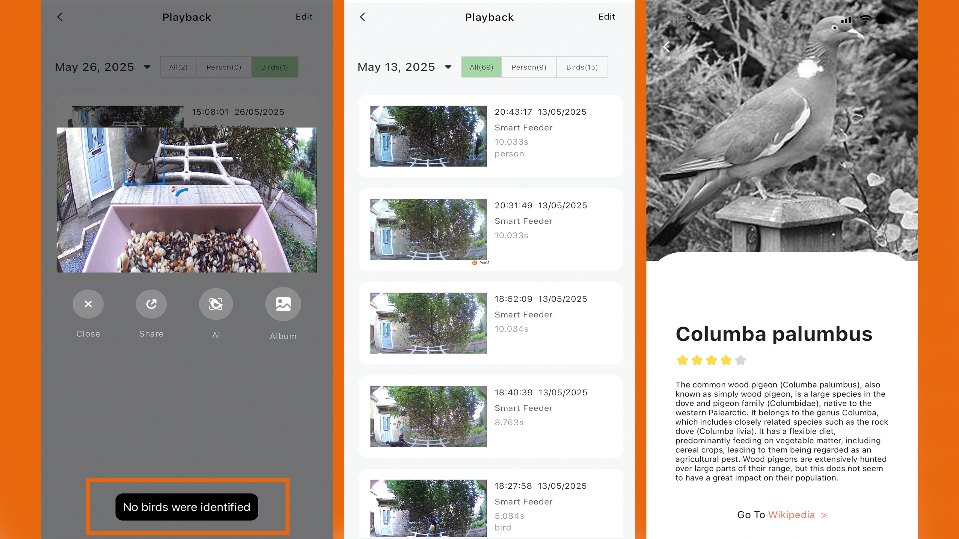 Three screenshots taken from the PeckPerk app