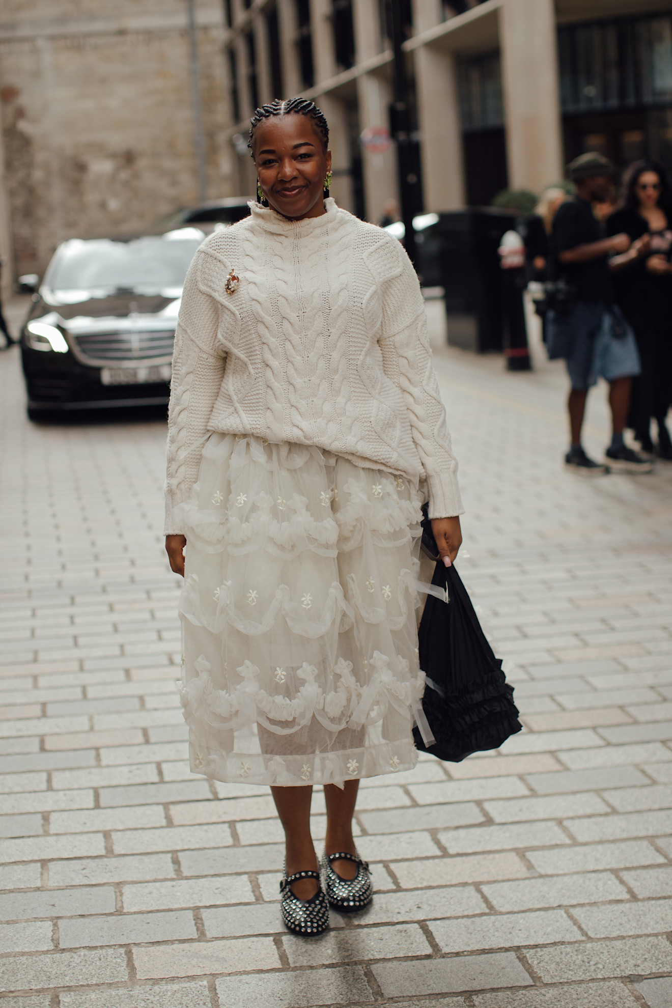 London Fashion Week street style frothy frocks