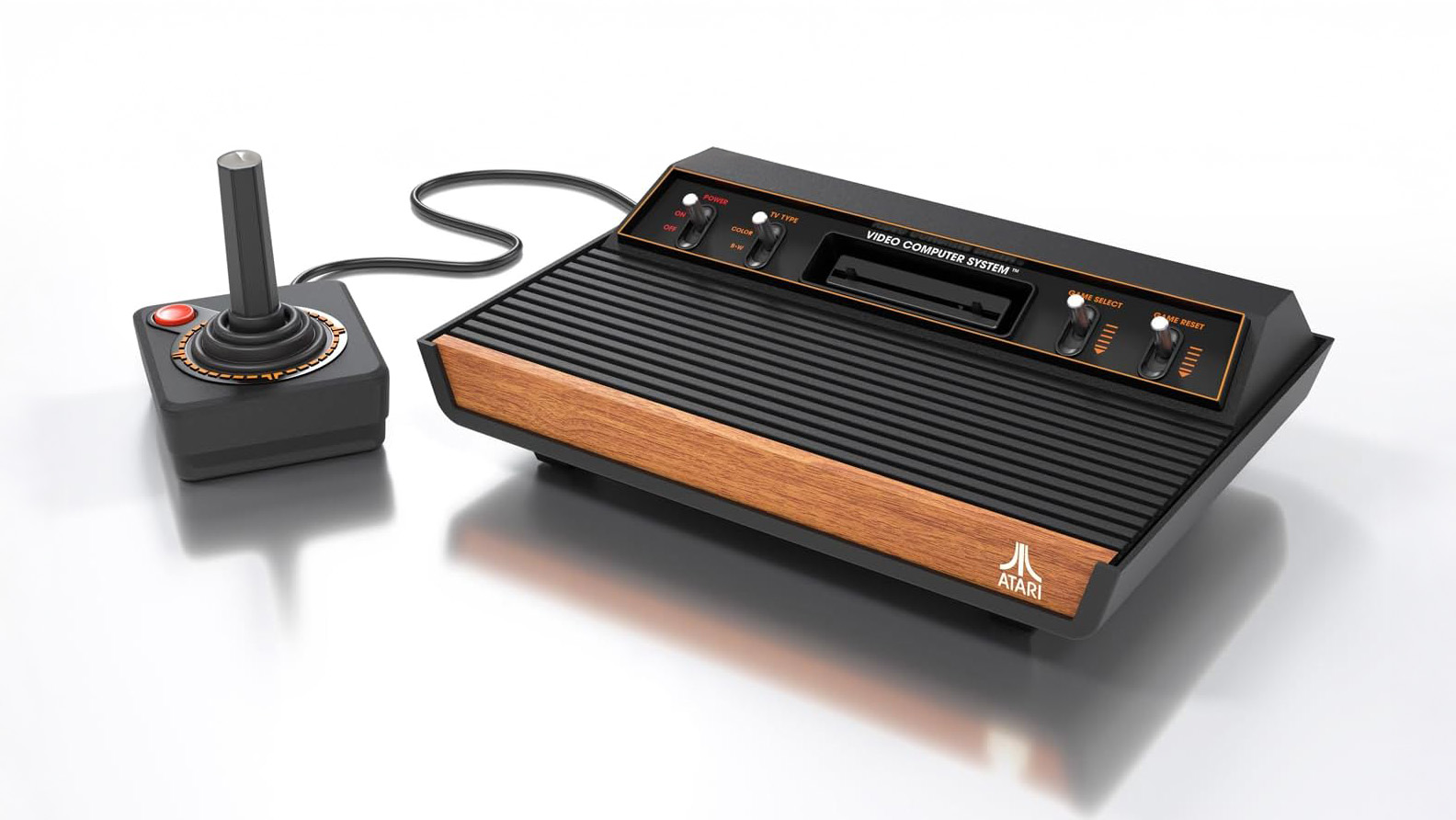 Atari 2600+ model on a white desktop