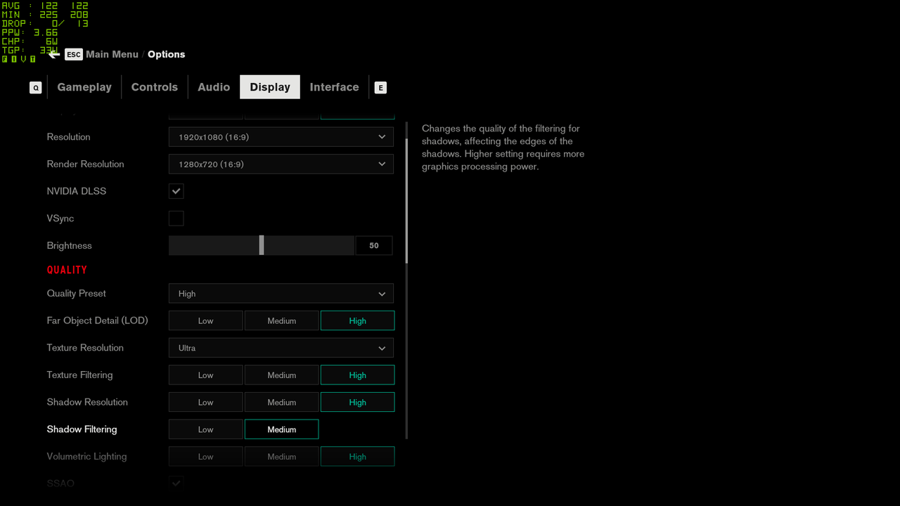 Control graphics settings