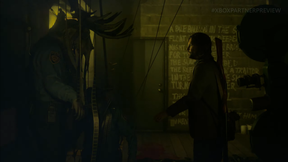 Alan Wake 2 gameplay screenshots of the new character Saga and Alan himself.