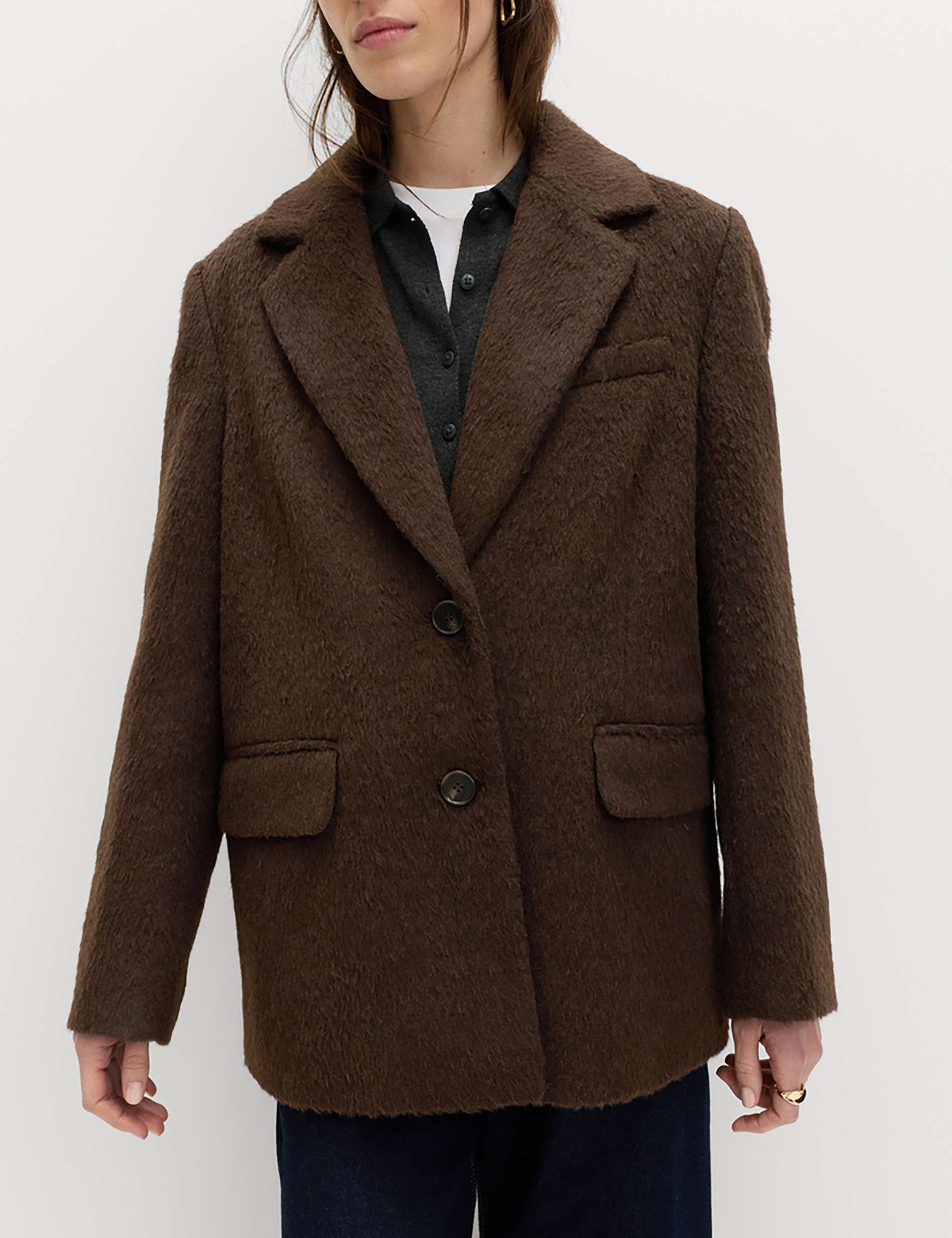 Wool Blend Brushed Blazer