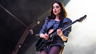 St Vincent performs onstage during a concert at Somerset House on July 16, 2025 in London, England