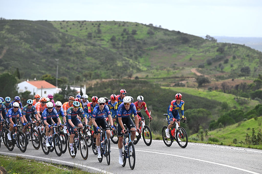 TAVIRA, PORTUGAL - FEBRUARY 18: Johan Price-Pejtersen of Denmark and Team Alpecin-Premier Tech leads the peloton during the 52nd Volta ao Algarve em Bicicleta 2026 - Stage 1 a 183.5km stage from Vila Real de Santo Antonio to Tavira on February 18, 2026 in Tavira, Portugal. (Photo by Dario Belingheri/Getty Images)