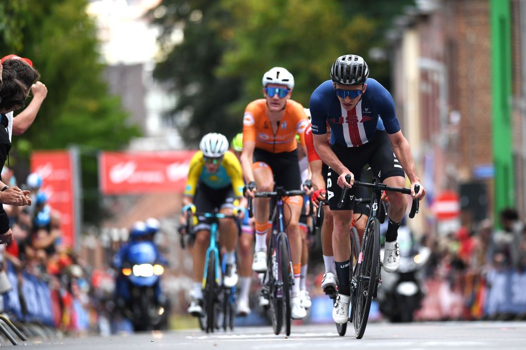 LEUVEN BELGIUM SEPTEMBER 24 Kevin Vermaerke of The United States competes during the 94th UCI Road World Championships 2021 Men U23 Road Race a 1609km race from Antwerp to Leuven flanders2021 on September 24 2021 in Leuven Belgium Photo by Tim de WaeleGetty Images