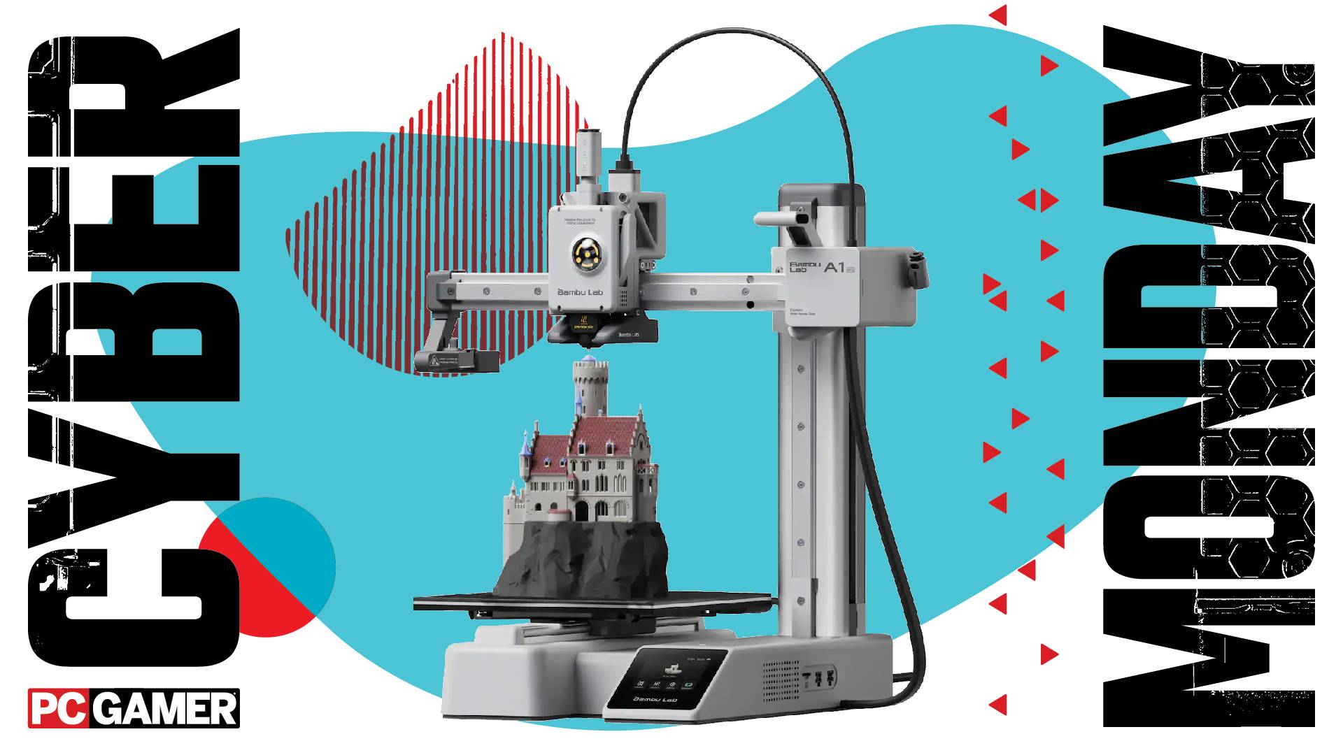 Bambu 3D printer on Cyber Monday background