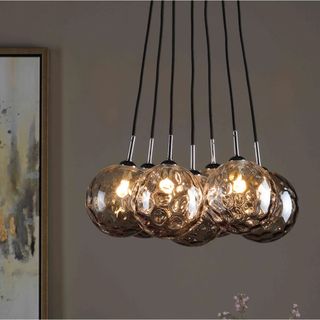 pendant light with 6 hanging glass globes