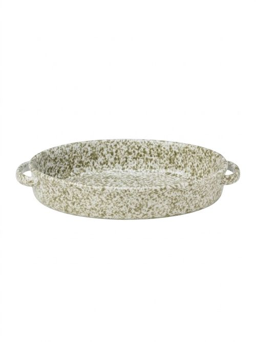 Farmhouse Speckle Glaze Stoneware Serve Dish With Handles, Green