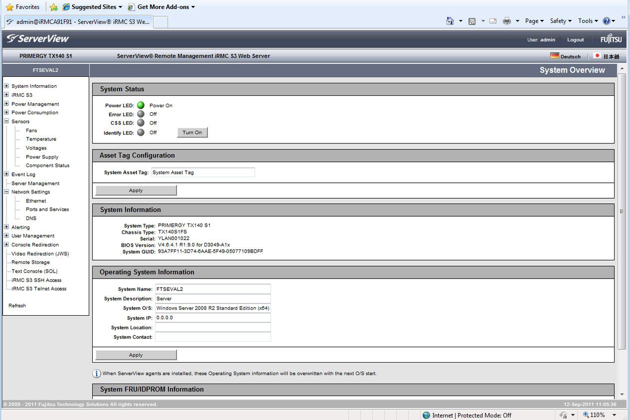 Server power can also be fully controlled from the remote web interface.