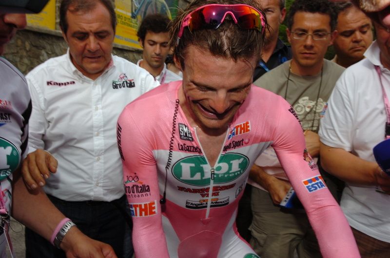 Danilo Di Luca can only smile after losing the maglia rosa after the Riomaggiore time trial