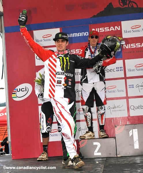 Sam Hill takes hi first World Cup win of the season.