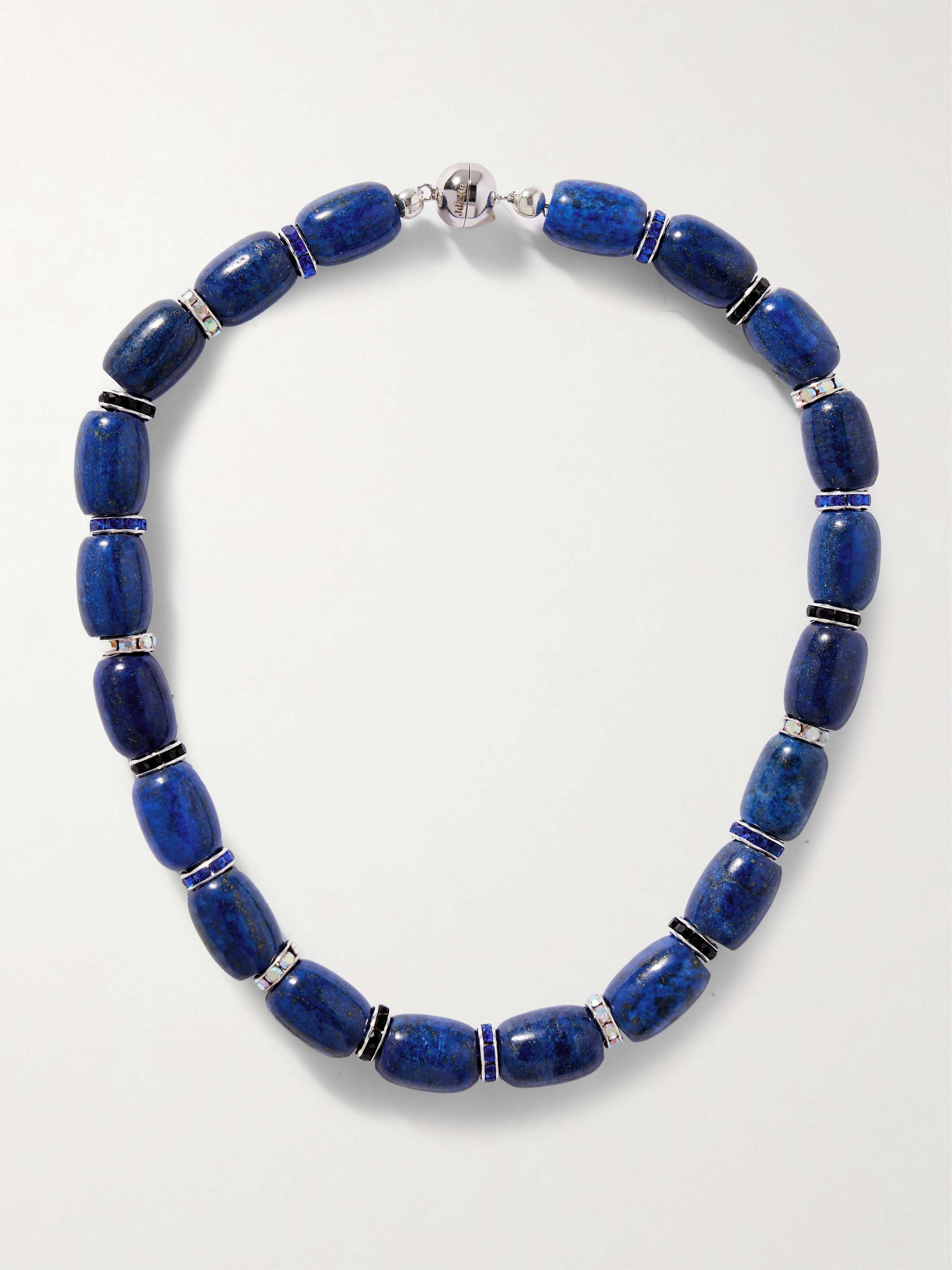 Donna Rhodium-Plated, Lapis Lazuli, Crystal and Enamel Necklace
