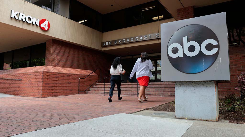 SAN FRANCISCO, CALIFORNIA - JUNE 23: An office building for KGO-TV, ABC&rsquo;s channel 7 news affiliate, is seen on June 23, 2026 in San Francisco, California. KGO-TV is undergoing an FCC license renewal review that could determine whether the station stays on the air. (Photo by Heather Diehl/Getty Images)