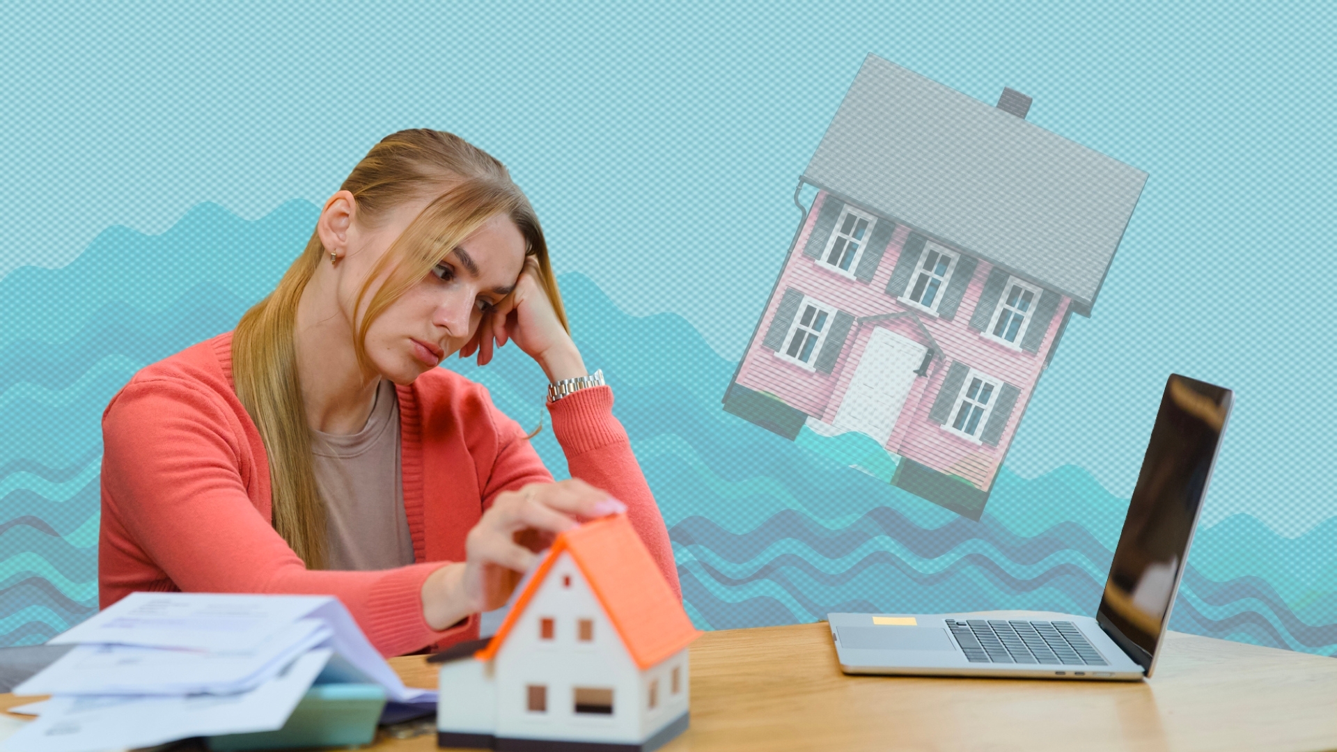 Young lady looking at laptop in frustrated manner