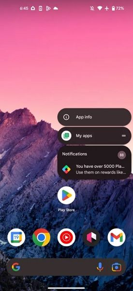 Android 13 used to let users long-press apps to see notifications.