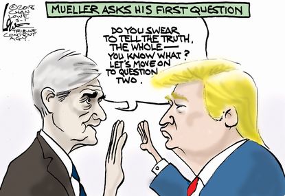 Political cartoon U.S. Trump Mueller FBI Russia investigation truth