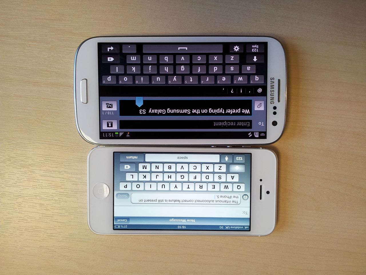Samsung Galaxy S3 vs Apple iPhone 5 - Keyboard