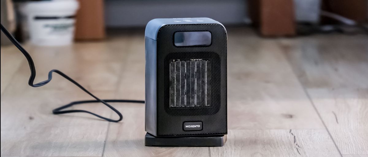 Morento space heater on floor