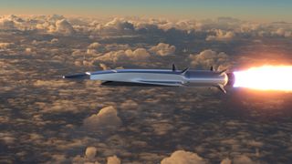 a hypersonic missile soars above the clouds