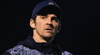 BRISTOL, ENGLAND - OCTOBER 13: Joey Barton, Manager of Bristol Rovers looks on as he walks off the pitch at full-time after the Papa John's Trophy match between Bristol Rovers and Chelsea U21 at Memorial Stadium on October 13, 2021 in Bristol, England. (Photo by Alex Burstow/Getty Images)