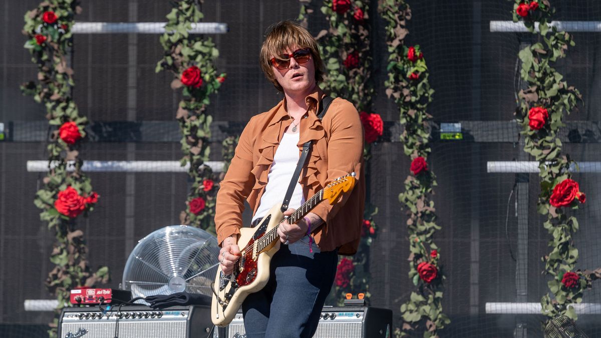 Conor Curley of Fontaines DC performs on stage on the second day of TRNSMT Festival at Glasgow Green on July 09, 2022 in Glasgow, Scotland.