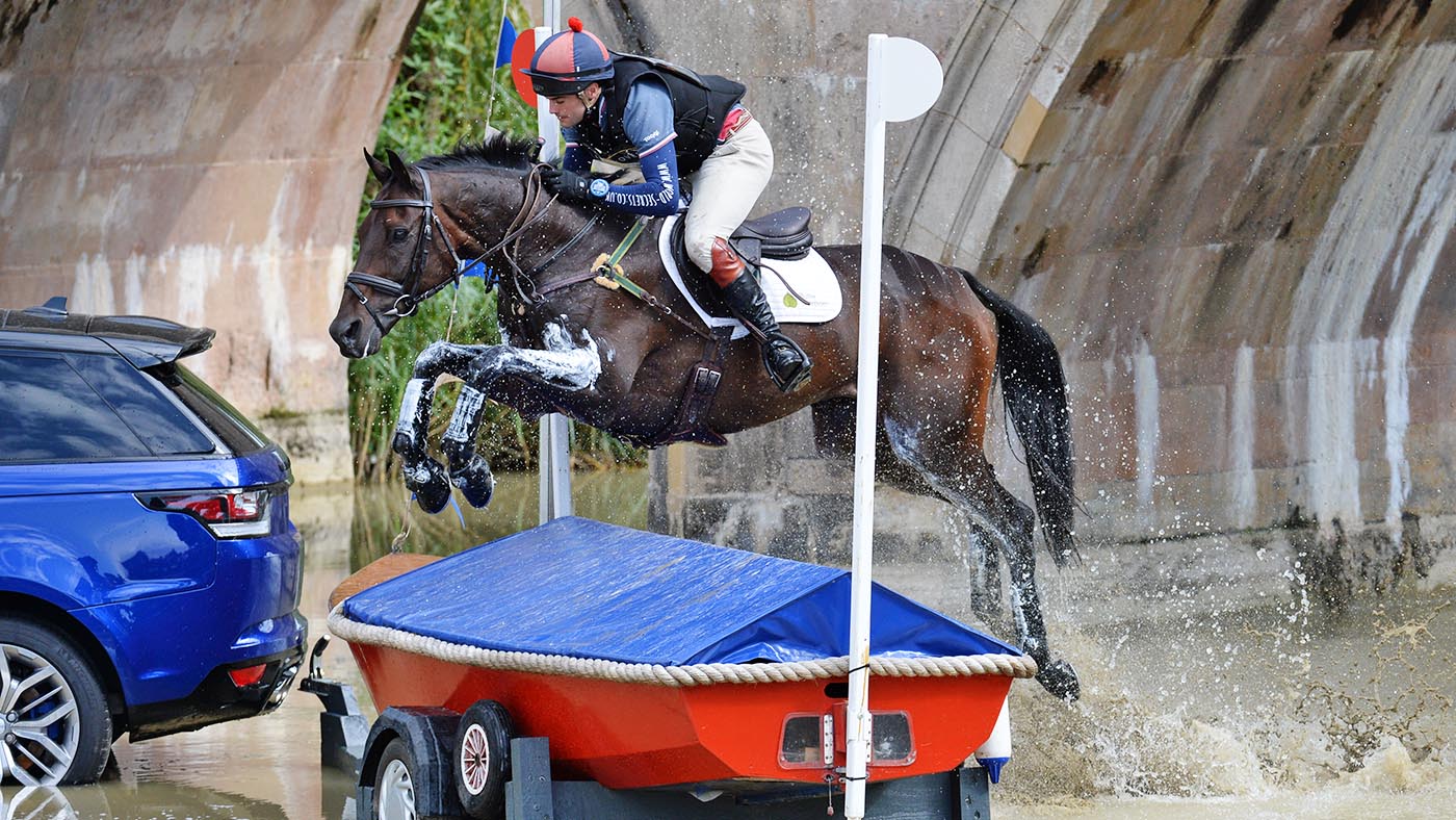 Ben Way riding GALLEY LIGHT, during the Cross Country of The Land Rover Burghley Horse Trials near Stamford in Lincolnshire, UK, on 5th September 2015