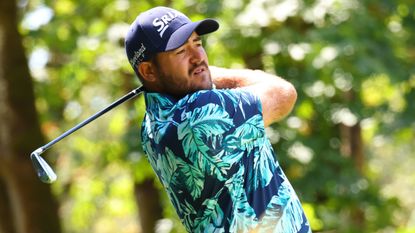 Hennie Du Plessis takes a tee shot during the second LIV Golf Invitational Series event