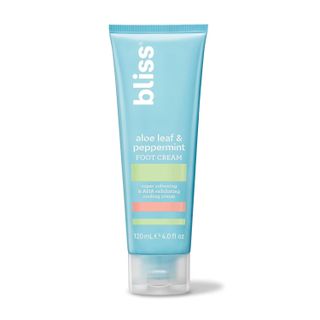 Bliss - Aloe Leaf & Peppermint Foot Cream | Super Softening Aha Exfoliating Cooling Cream | Exfoliator & Moisturizer | Vegan | Cruelty Free | Paraben Free | 4.0 Fl. Oz.