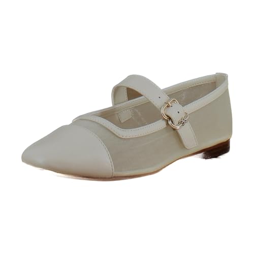 Sam Edelman Women's Miranda Mary Jane Flat, Modern Ivory, 5.5
