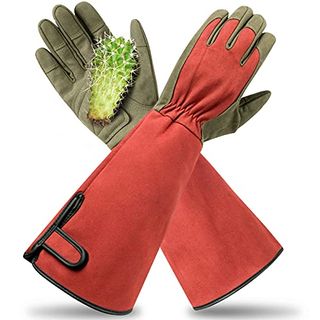 Yionaiyi Professional Rose Pruning Thorn Proof Gardening Gloves With Long Forearm Protection for Men and Women (1 Pair) (red, Large)…