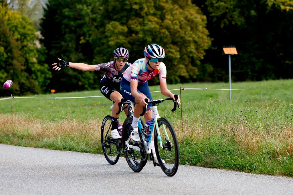 Riders on the course of stage 3 of Tour de Romandie Feminin on 9th October 2022