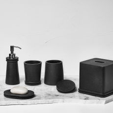 bathroom accessories soap slate liquid dispenser bottle tissue paper box and holders in matt black