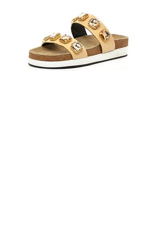 River Island Nude Jewelled Double Strap Mule Sandal, Was £45, Now £20
