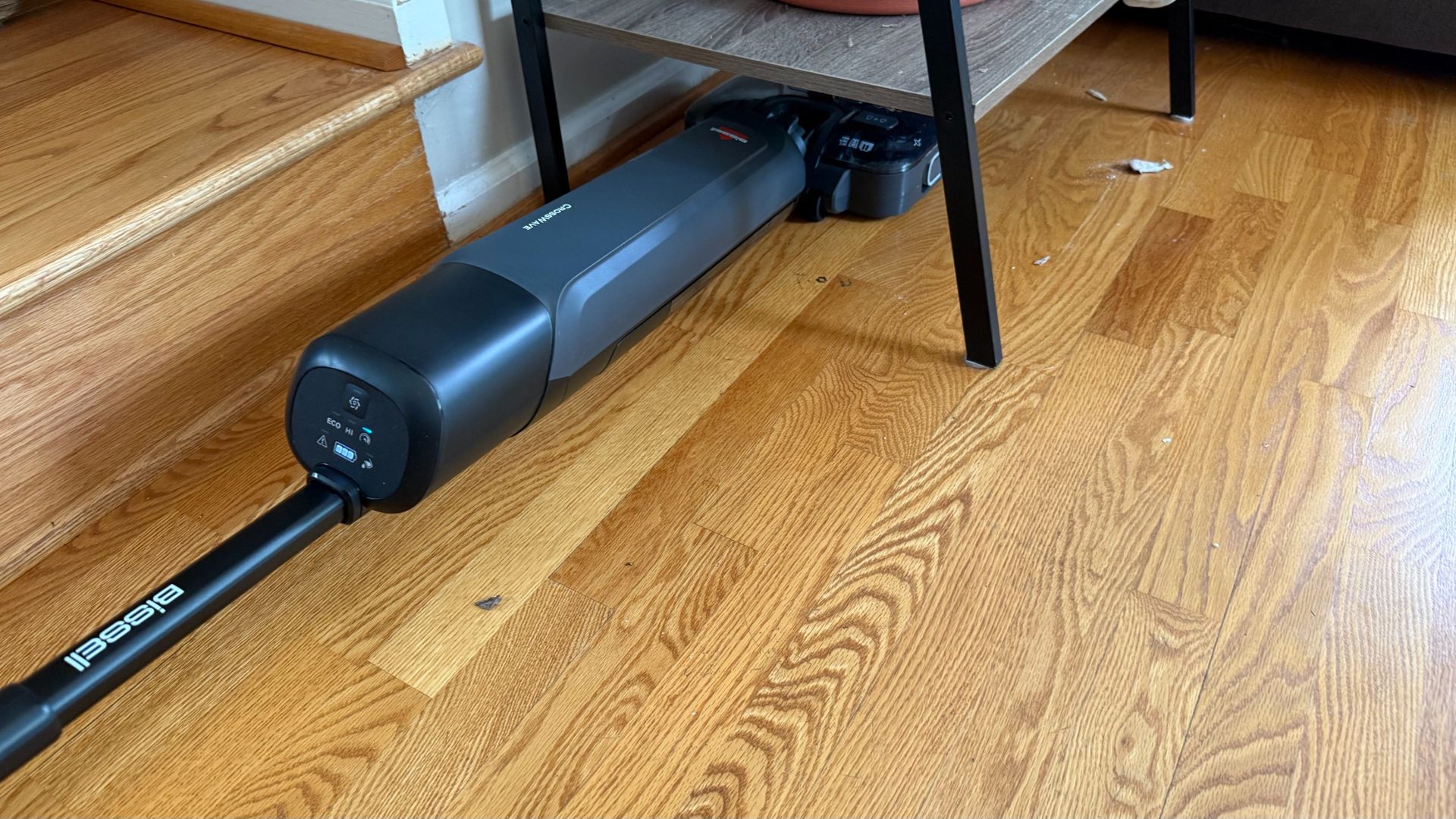Thanks to a 180-degree hinge, the Bissell CrossWave Reach Plus can easily get under furniture.