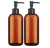 Amber soap dispenser with rust proof pump with waterproof labels from Amazon