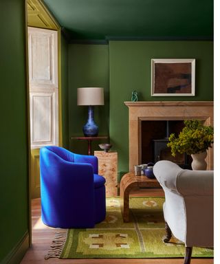 green painted living room