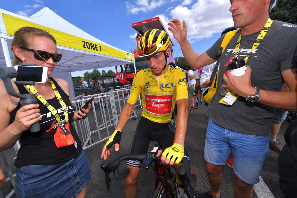 A downcast Giulio Ciccone (Trek-Segafredo) after losing the yellow jersey