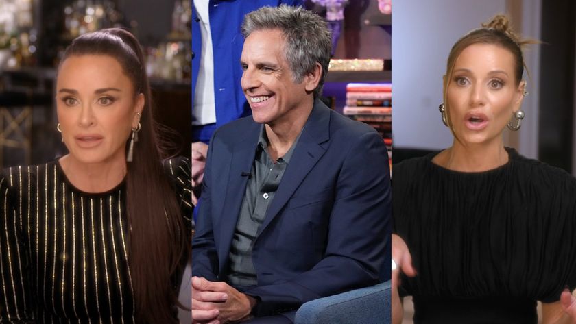 Ben Stiller laughing on WWHL and Kyle and Dorit in confessionals 